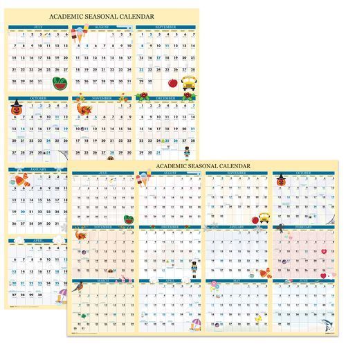House Of Doolittle Recycled 2024 To 2025 Academic Seasonal Laminated Wall Calendar, 24 X 37 Inch