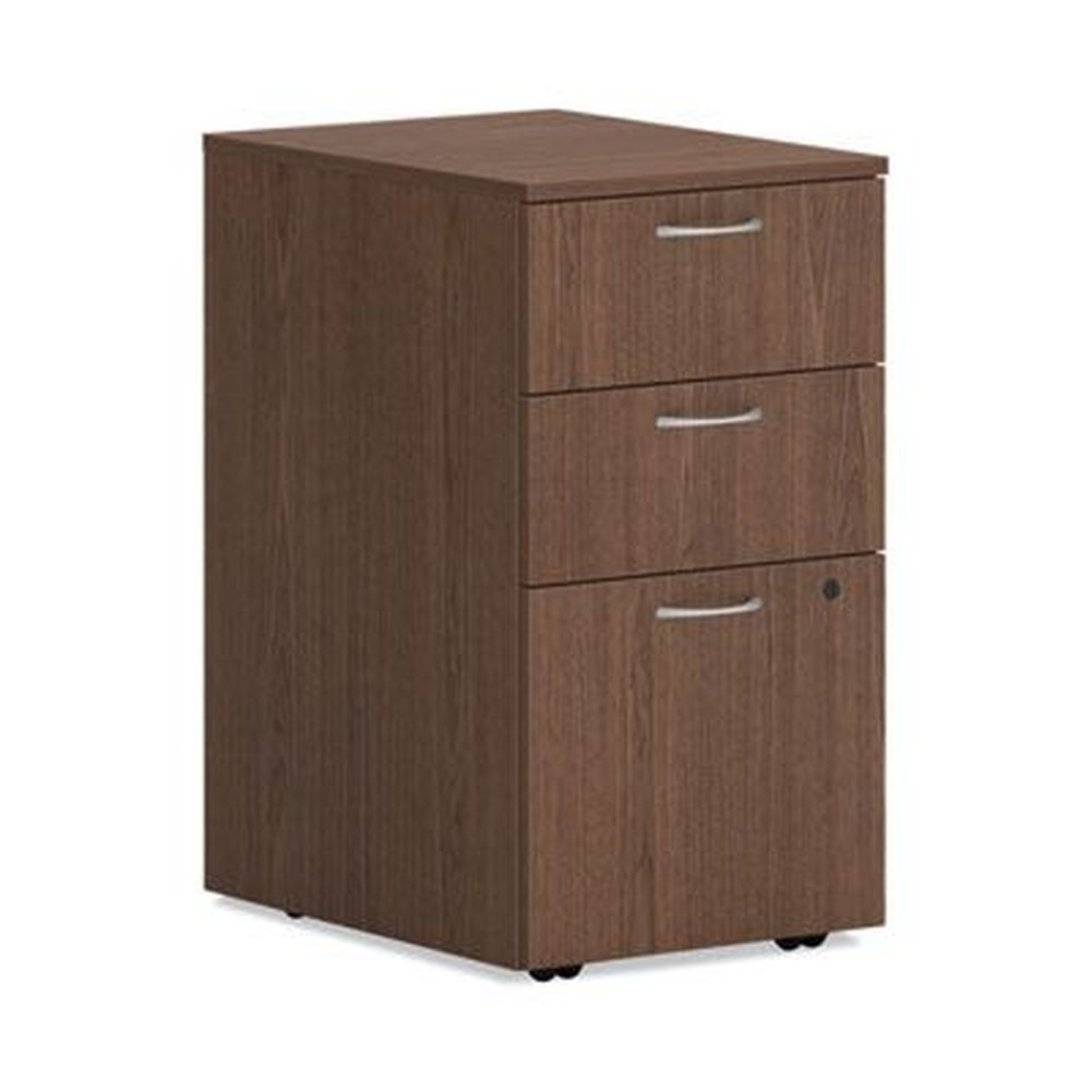 Hon Sepia Walnut Left Or Right 3-drawers Box/box/file Legal/letter Mod Mobile Pedestal Cabinet, 15 X 20 X 28 Inch