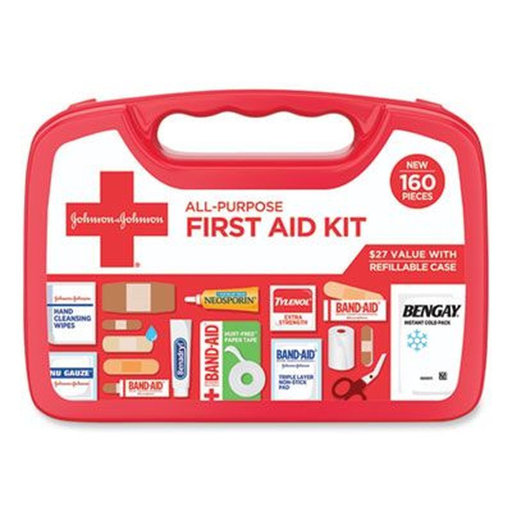 Johnson And Johnson Red Cross All-purpose First Aid Kit In Plastic Case, 160 Pieces