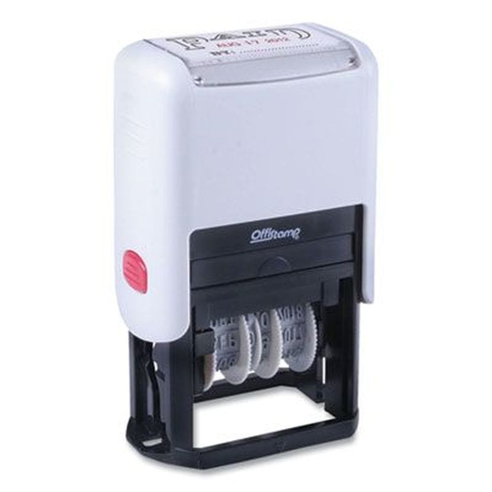 Offistamp Black/red Ink Self-inking 12 Years Paid Message Stamp With Blank By Line, 1.63 X 0.88 Inch