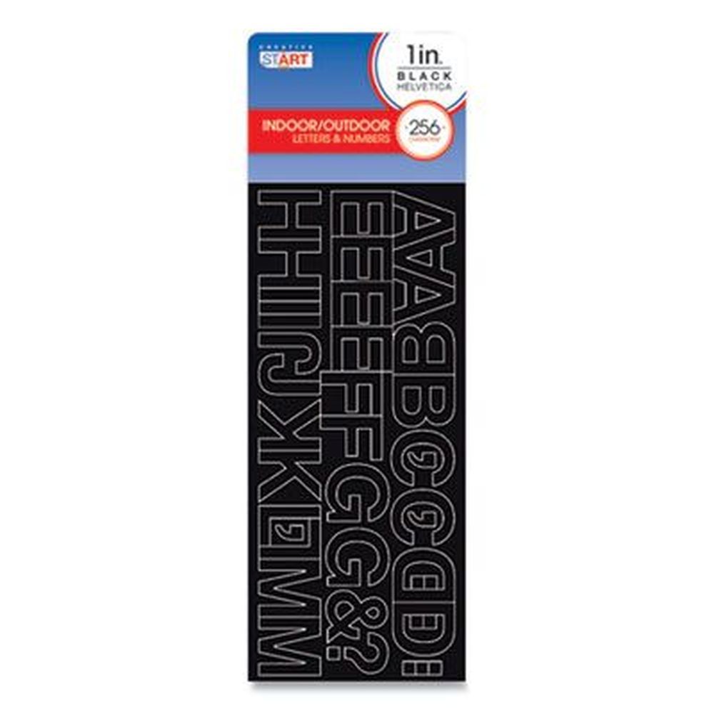 Creative Start Black With White Outline Letters Numbers And Symbols Adhesive Characters, 256 Characters