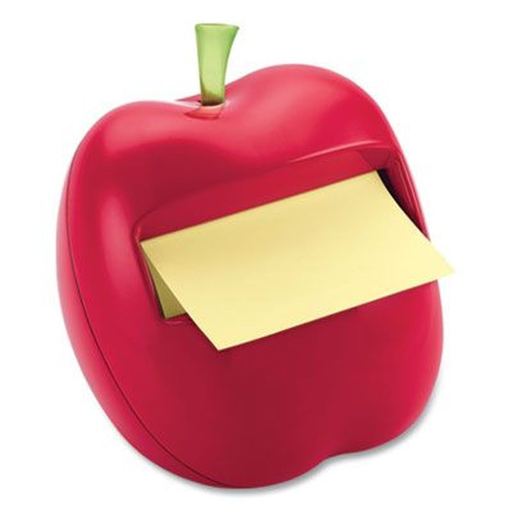 Post-it Red Apple Shaped 50 Sheet Canary Pop Up Notes Dispenser For 3 X 3 Inch Pad