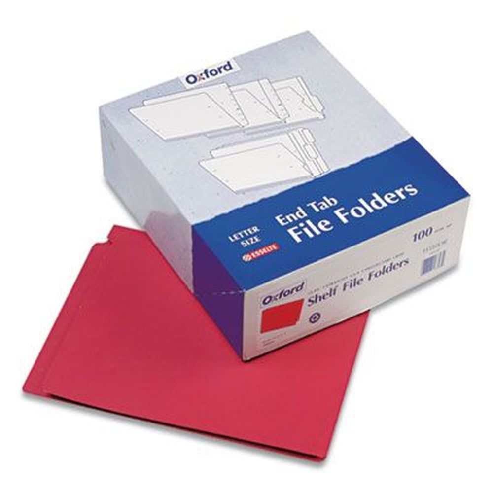 Pendaflex Red Letter Size Colored End Tab Folders With Reinforced Double-ply Straight Cut Tabs -- 100 Per Box