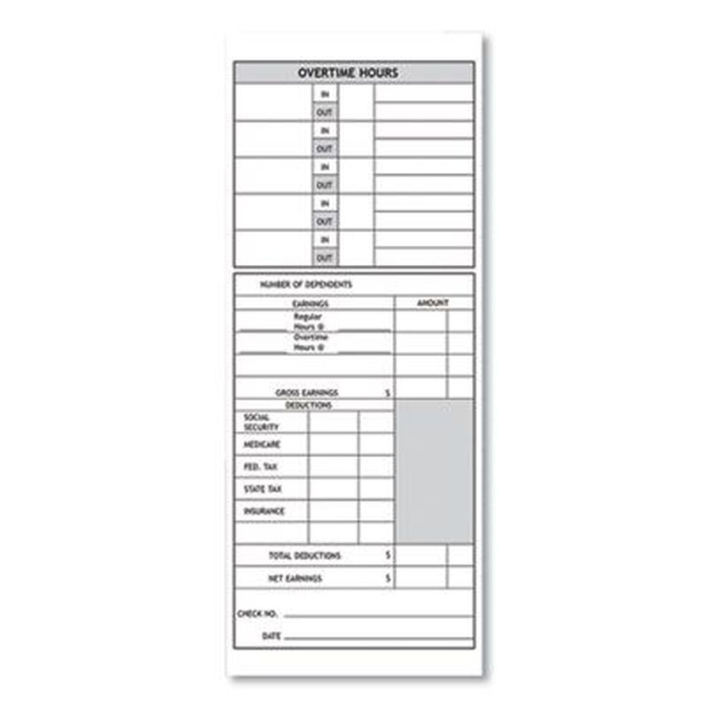 Pyramid Technologies Two Sides 1000/2000 Time Clock Card, 3.5 X 9 Inch -- 100 Per Pack