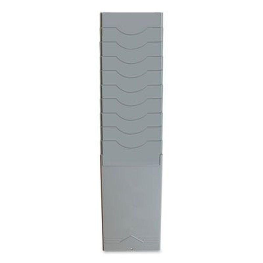 Pyramid Technologies Plastic Light Gray Time Card Rack, 10 Pockets