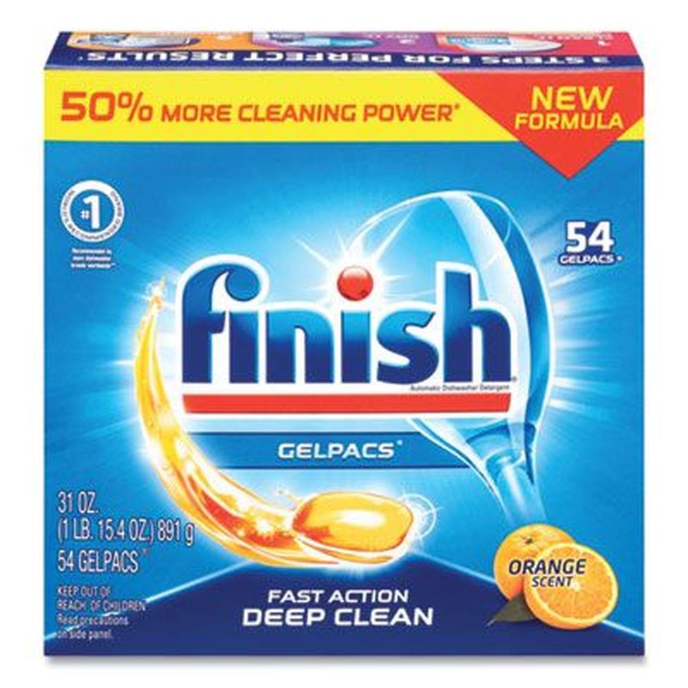 Finish Orange Scent Dish Detergent Gelpacs - 54 Per Box -- 4 Boxes Per Case