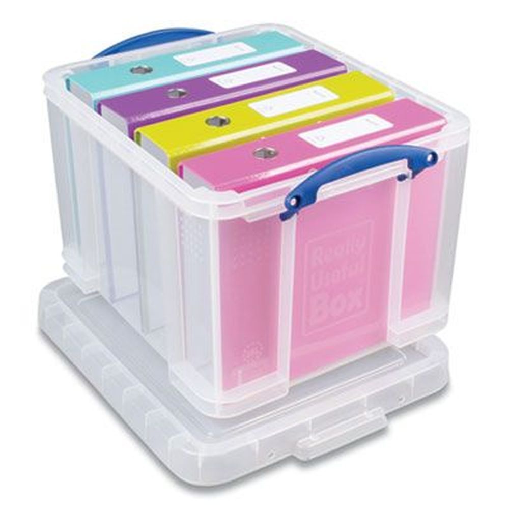 Really Useful Box Clear/blue Snap-lid Storage Bin, 14 X 18 X 12.25 Inch -- 3 Per Pack