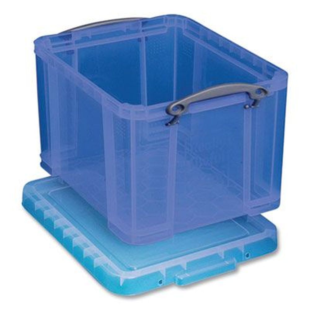 Really Useful Box Transparent Blue Snap Lid Storage Bin, 14 X 18 X 12.25 Inch
