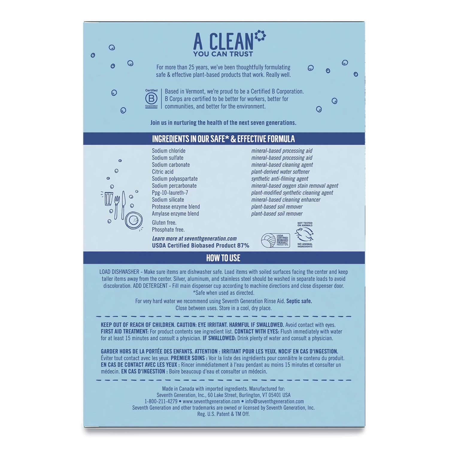 Seventh Generation Free And Clear Automatic Dishwasher Powder, 45 Ounce Box -- 12 Per Case