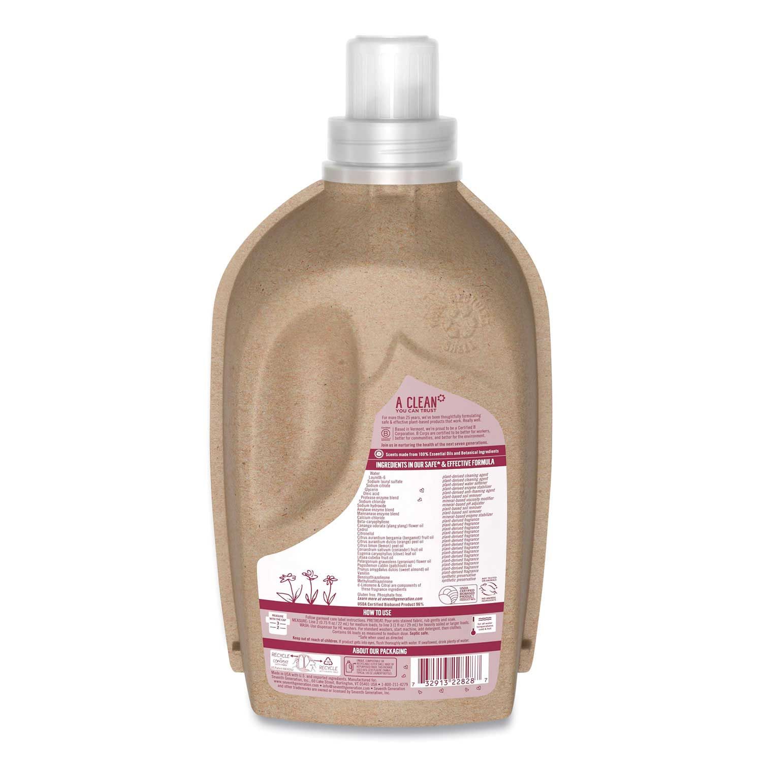 Seventh Generation Geranium Blossoms And Vanilla Natural Liquid Laundry Detergent, 50 Ounce Bottle -- 6 Per Case