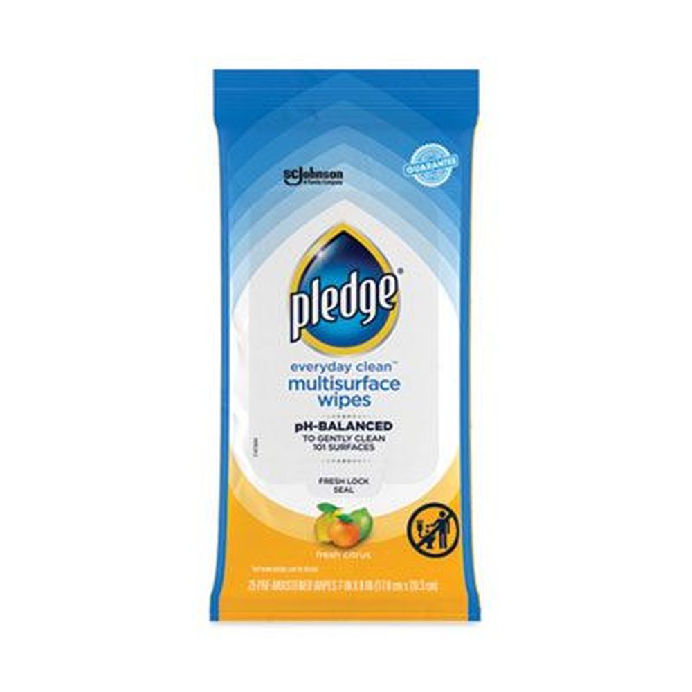 Pledge Fresh Citrus Multisurface Cleaner Wet Wipes, 25 Count
