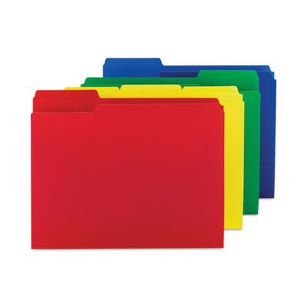 Smead Assorted Letter Size Top Tab Poly Colored File Folder With 1/3 Cut Tabs And 0.75 Inch Expansion -- 12 Per Pack
