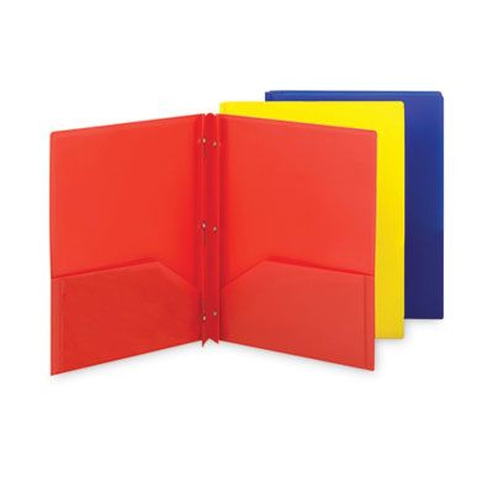 Smead Assorted Poly Two-pocket Folder With Fasteners, 130 Sheet Capacity -- 6 Per Pack