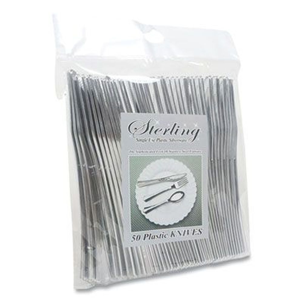 Tablemate Silver Sterling Heavy-duty Plastic Knife -- 50 Per Pack