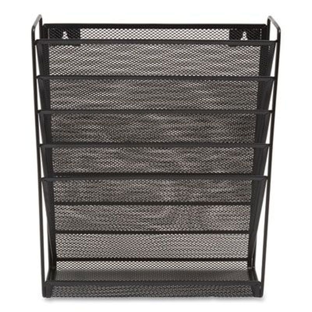 Tru Red Matte Black Enclosed Design 5 Sections Wire Mesh Incline Sorter, 13.38 X 4.52 X 16.45 Inch