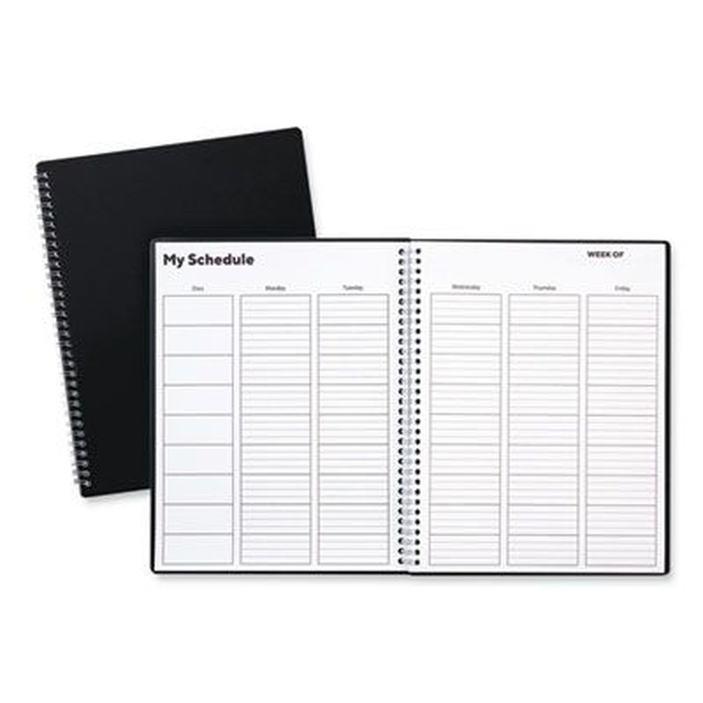 Tru Red Two-page Spread Weekly Teacher Planner With Black Cover, 11 X 8.5 Inch