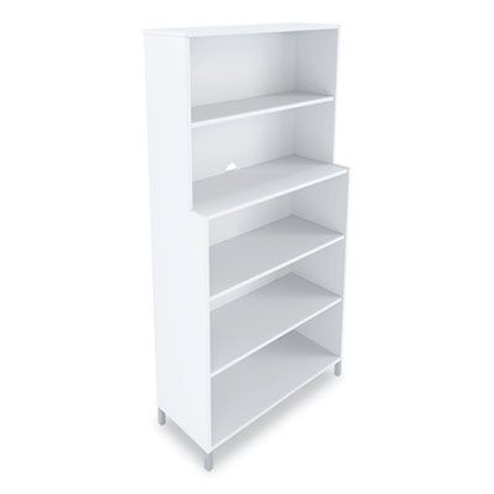 Union And Scale White Five Shelf Essentials Laminate Bookcase, 35.8 X 14.9 X 72 Inch
