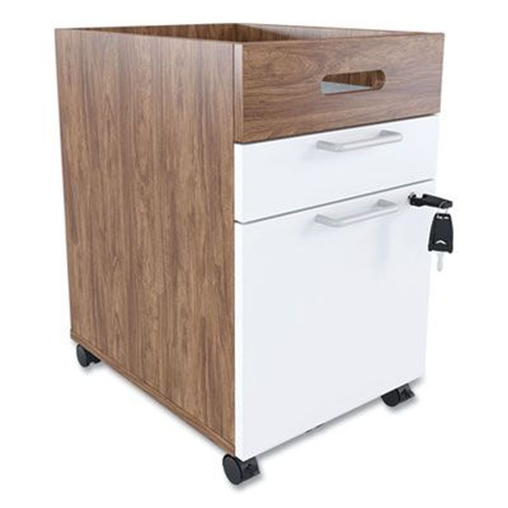Union And Scale White/espresso 2 Drawers Essentials Mobile Pedestal File Cabinet, 15.5 X 21.2 X 24.2 Inch
