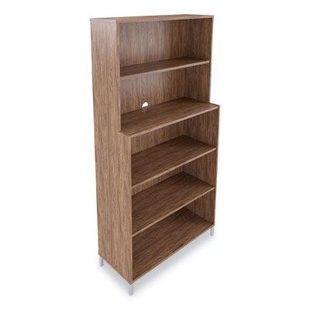 Union And Scale Espresso Five Shelf Essentials Laminate Bookcase, 14.9 X 35.8 X 72 Inch