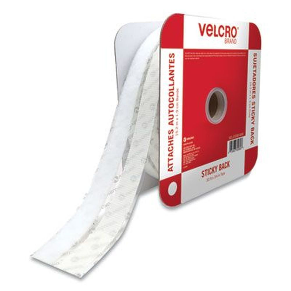 Velcro White Removable Adhesive Sticky Back Fastener Tape, 0.75 Inch X 50 Feet