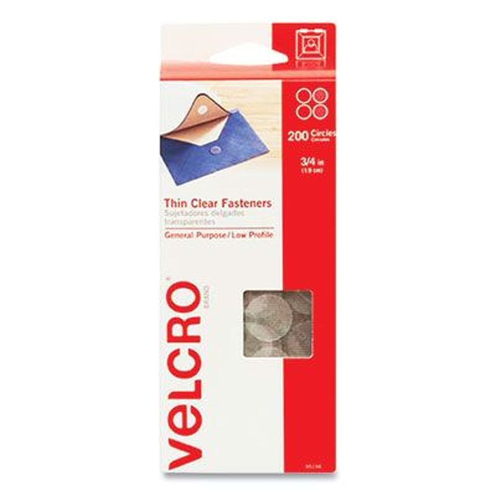 Velcro Clear Sticky-back Fasteners - Complete Sets, 0.75 Inch Dia. -- 200 Per Pack