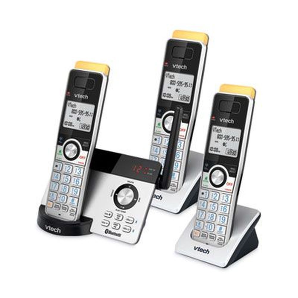 Vtech Black/silver Three-handset Connect To Cell Cordless Telephone