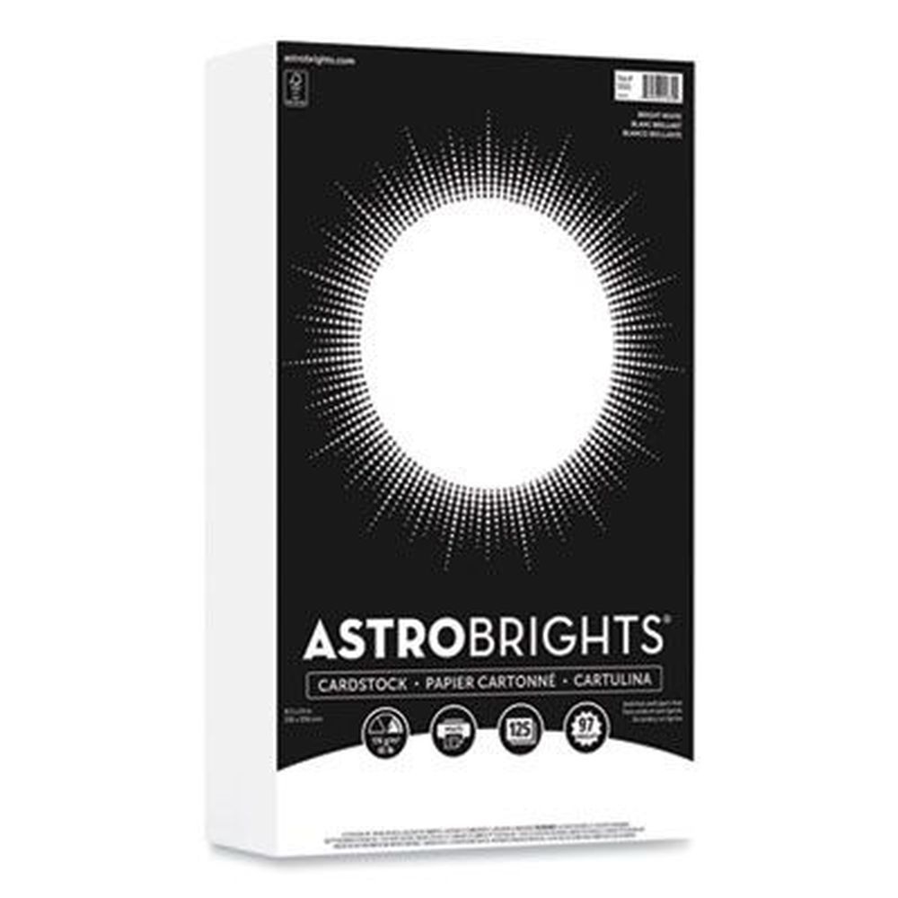 Astrobrights Bright White Color Cardstock, 65 Pound Cover Weight -- 125 Per Pack