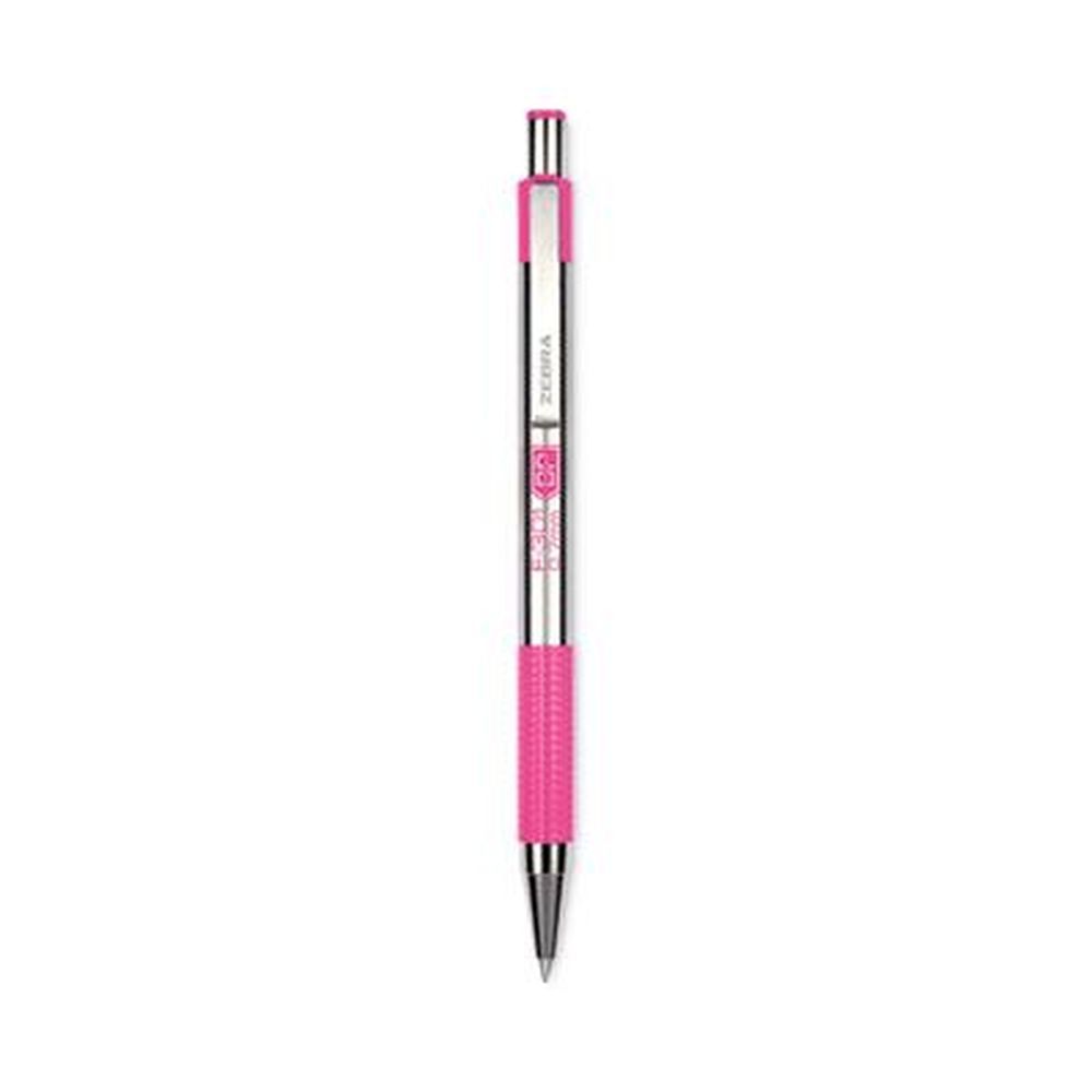 Zebra F-301 Fine 0.7 Mm Black Ink Stainless Steel/pink Barrel Retractable Ballpoint Pen