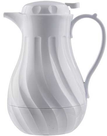 Tablecraft Polypropylene White Insulated Swirl Coffee Carafe, 40 Ounce Capacity