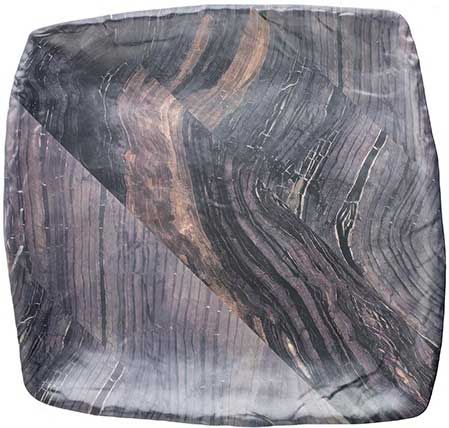 Tablecraft Barnwood Collection Melamine Large Square Platter, 15 X 14.5 X 1.375 Inch