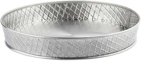 Tablecraft Lattice Collection Stainless Steel With Embossed Basket Weave Pattern Round Platter, 10.5 Inch Dia. X 1.5 Inch