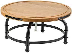 Tablecraft Industrial Collection Acacia And Black Powder Coated Metal Rotating Cake Stand, 13 Inch Dia. X 6 Inch
