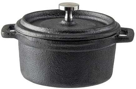 Tablecraft Cast Iron Cocotte With Lid And Stainless Steel Knob, 8 Ounce Capacity
