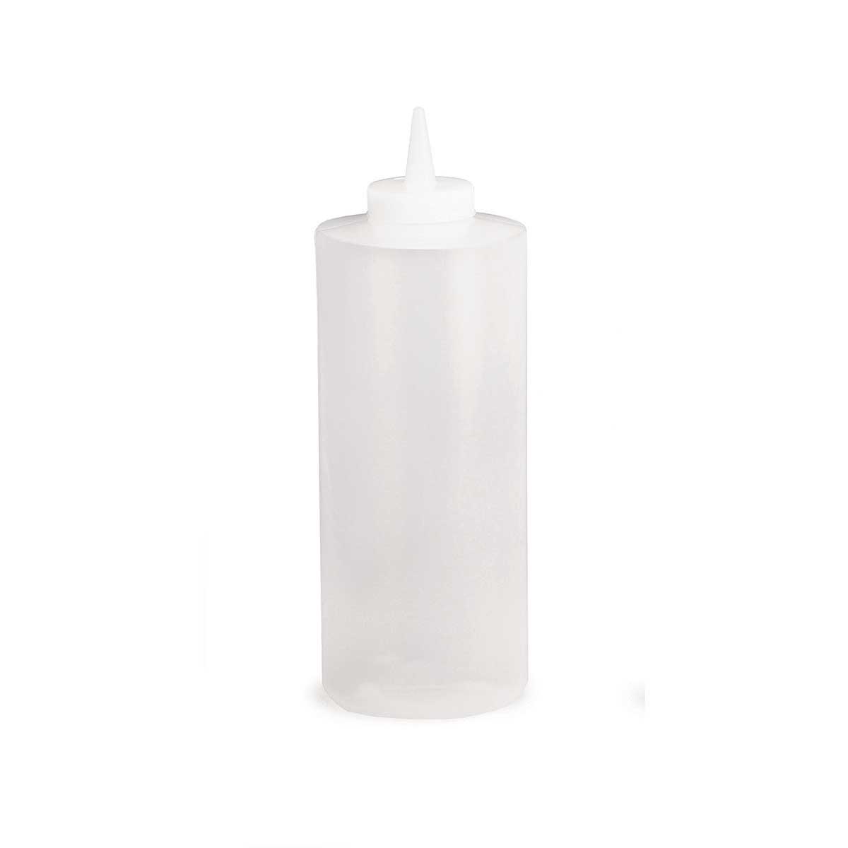 Tablecraft Clear With Cone Tip And Natural Top Squeeze Bottle, 32 Ounce Capacity -- 12 Per Case