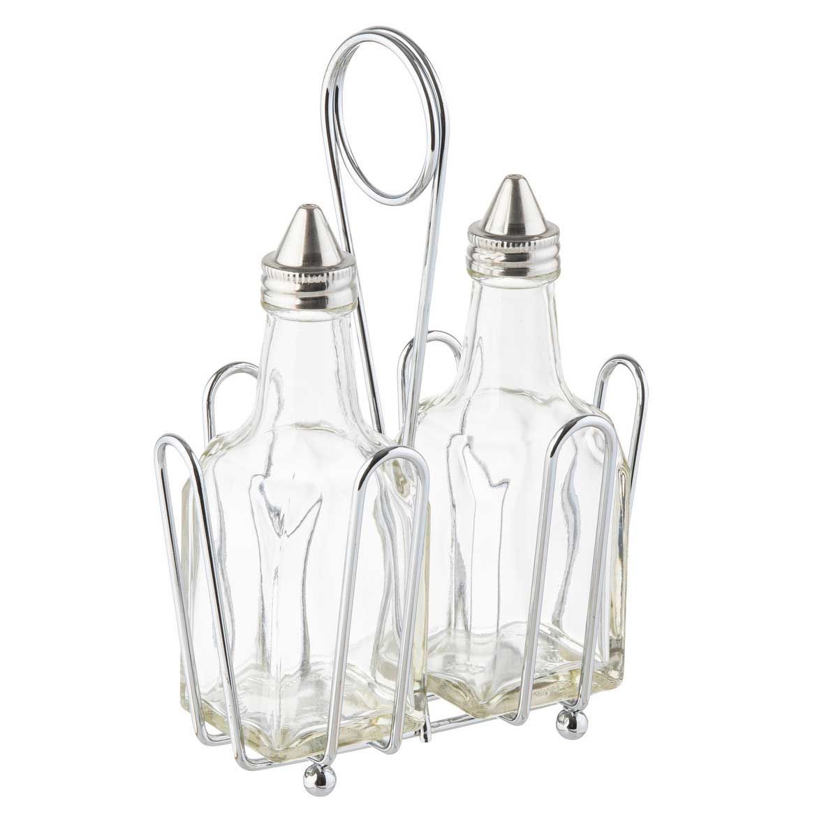 Tablecraft European Collection Square Glass Oil And Vinegar Bottle For Cruet Set, 6 Ounce Capacity -- 12 Per Case
