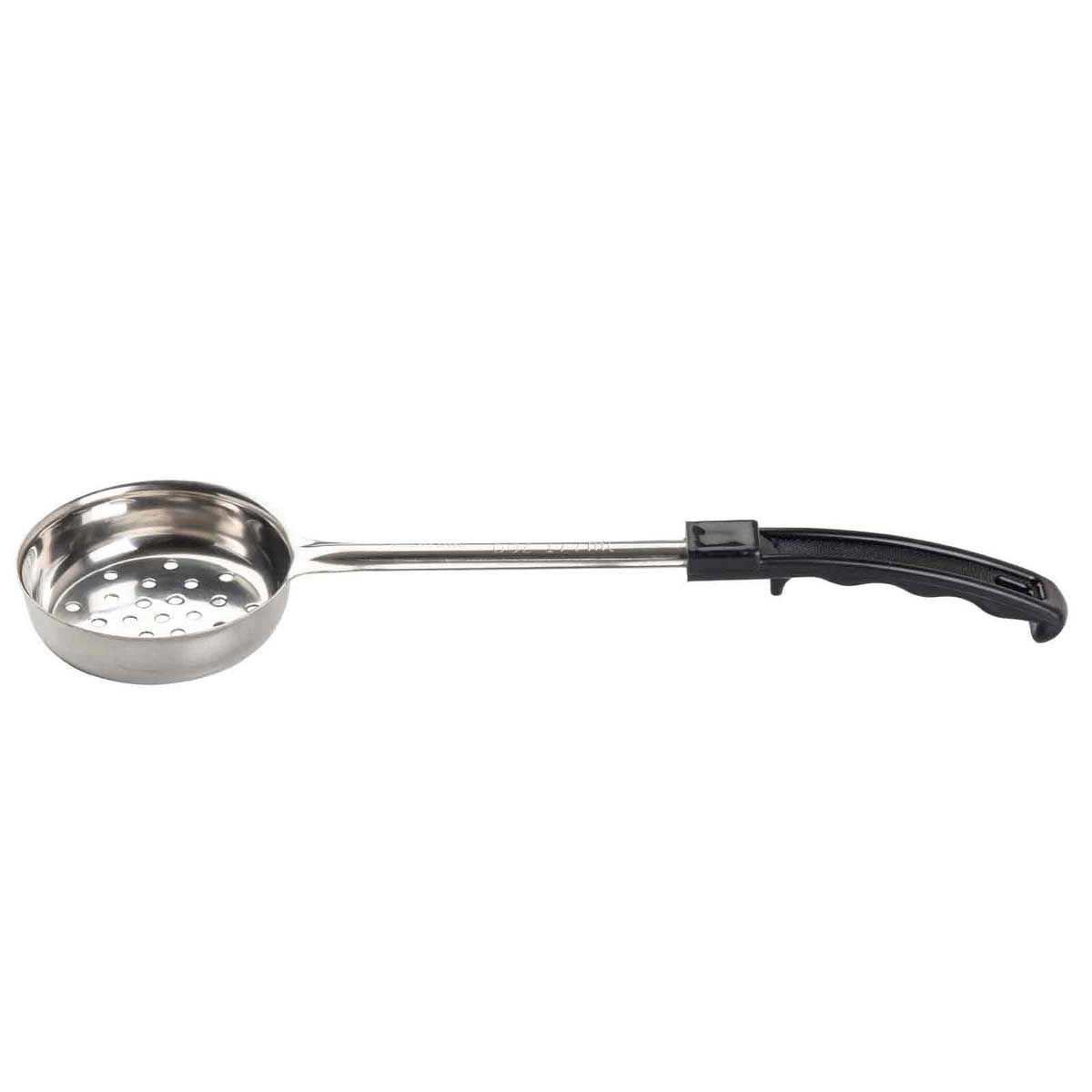 Tablecraft Stainless Steel Perforated One Piece Spoonout With 10.25 Inch Black Handle, 6 Ounce Capacity