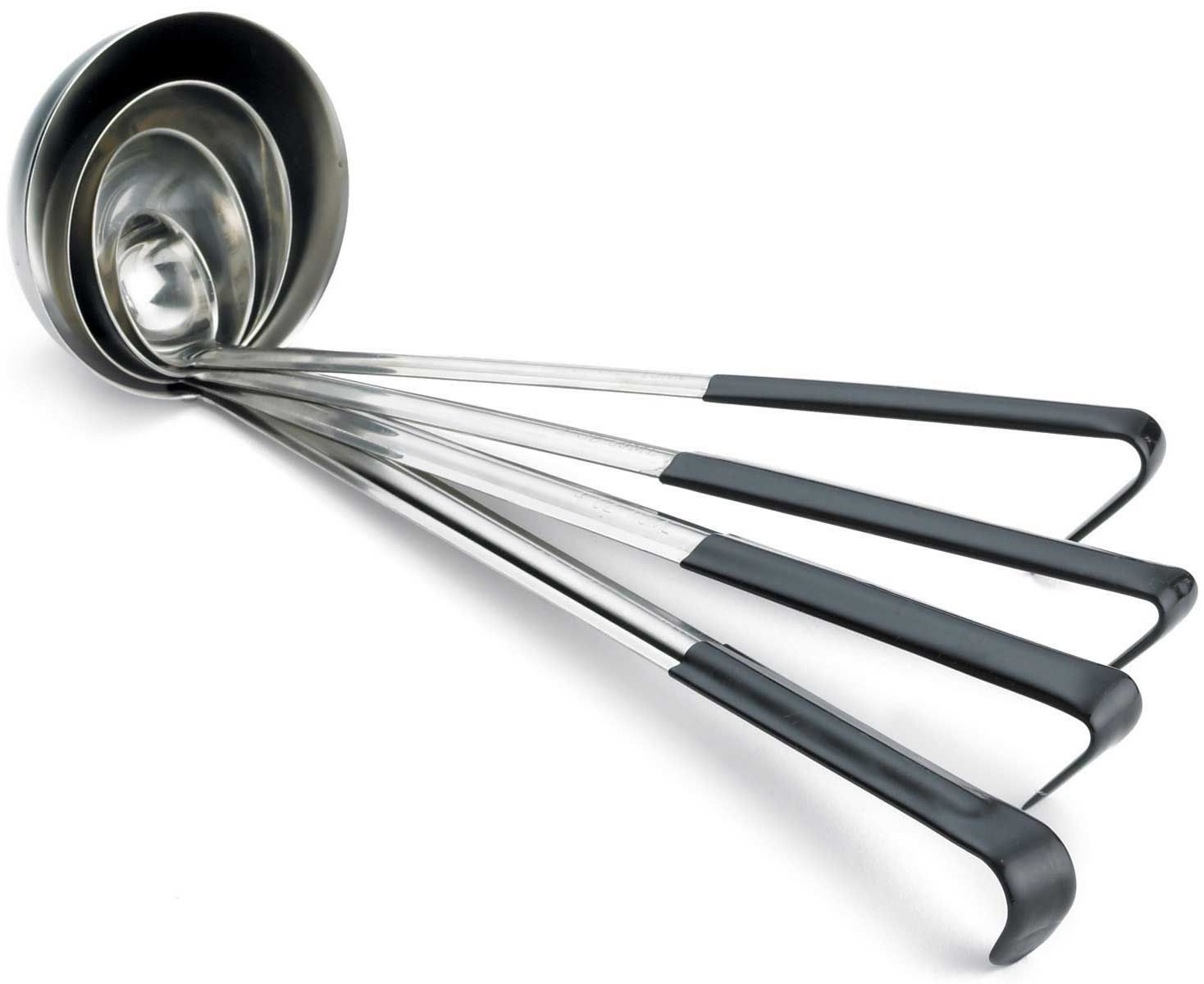 Tablecraft 1.5 Ounce Stainless Steel One Piece Ladle With Black Vinyl Handle, 12 Inch Length