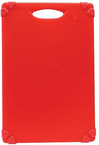 Tablecraft Polypropylene Red Grippy Cutting Board With Tpe Grips, 12 X 18 X 0.5 Inch