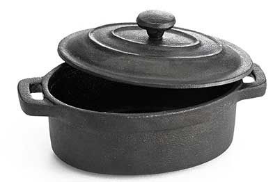 Tablecraft Cast Iron Cookware Oval Casserole With Lid, 8 Ounce Capacity
