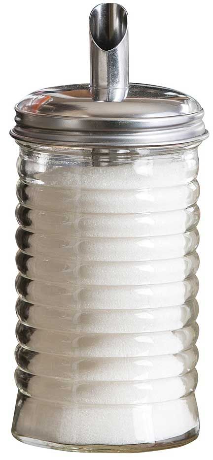 Tablecraft Beehive Collection Glass Sugar Pourer With Stainless Steel Pour Spout Top, 12 Ounce Capacity -- 12 Per Case
