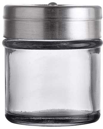 Tablecraft Clear Glass Shaker With Rotating Stainless Steel Top, 1.5 Ounce Capacity -- 6 Per Case