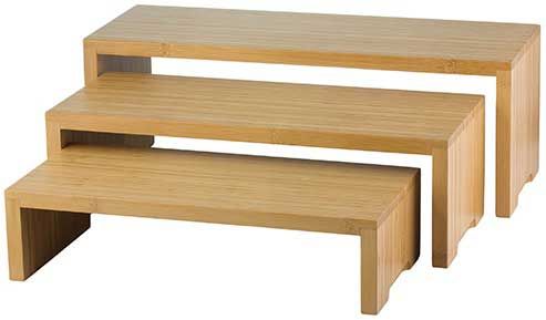 Tablecraft Bamboo Cascade Three Piece Riser Set, Set Of 3