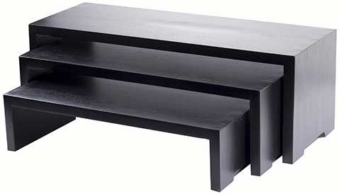Tablecraft Wood Black Cascade Riser Set, Set Of 3