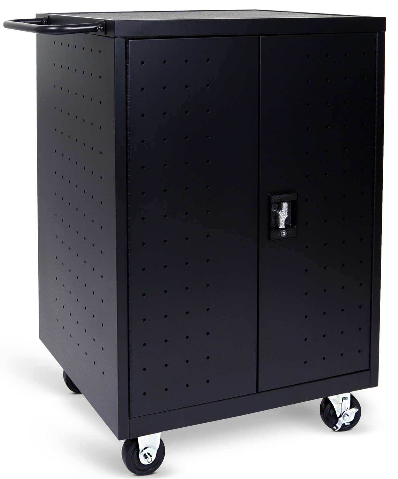 Luxor Black 24 Laptop/chromebook Compact Charging Cart, 31.125 X 21.125 X 40.125 Inch