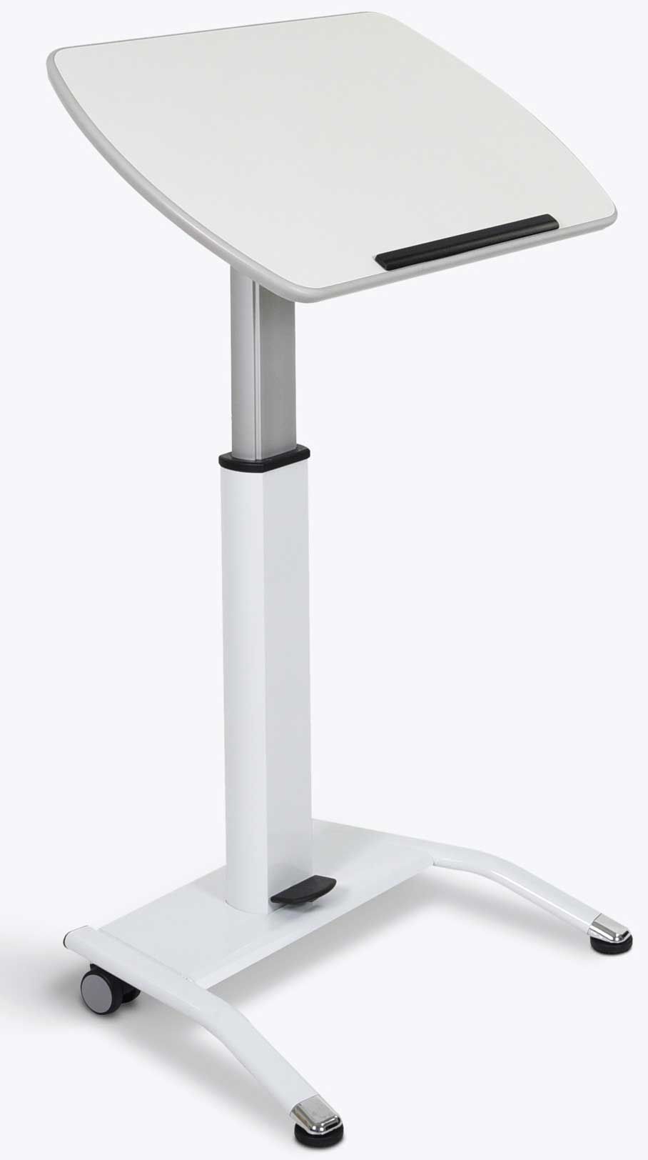 Luxor Pneumatic White Adjustable-height Lectern/mobile Standing Desk, 25.5 X 17 X 28 To 42.5 Inch Height