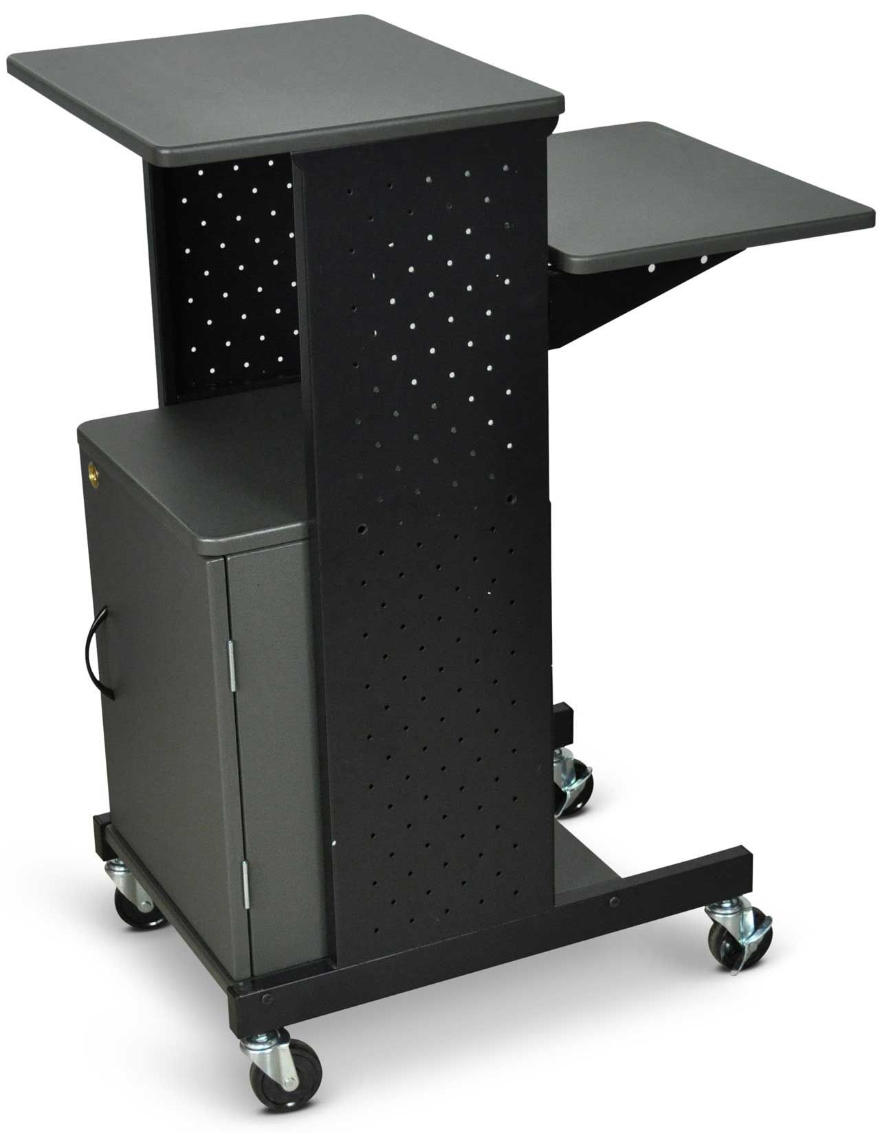 Luxor Black Mobile Presentation Cabinet, 18 X 30 X 40.25 Inch