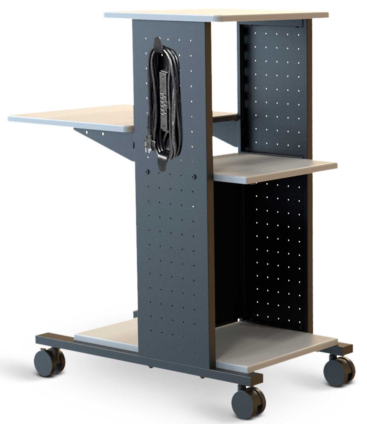 Luxor Black Electric Mobile Presentation Station, 18 X 34.25 X 40 Inch
