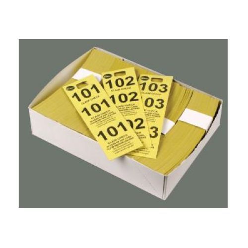 Winco Yellow Paper Coat Check Tag, 500 Per Box -- 20 Per Case