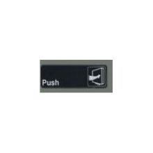 Winco Black Push Information Sign With Symbol, 3 X 9 Inch