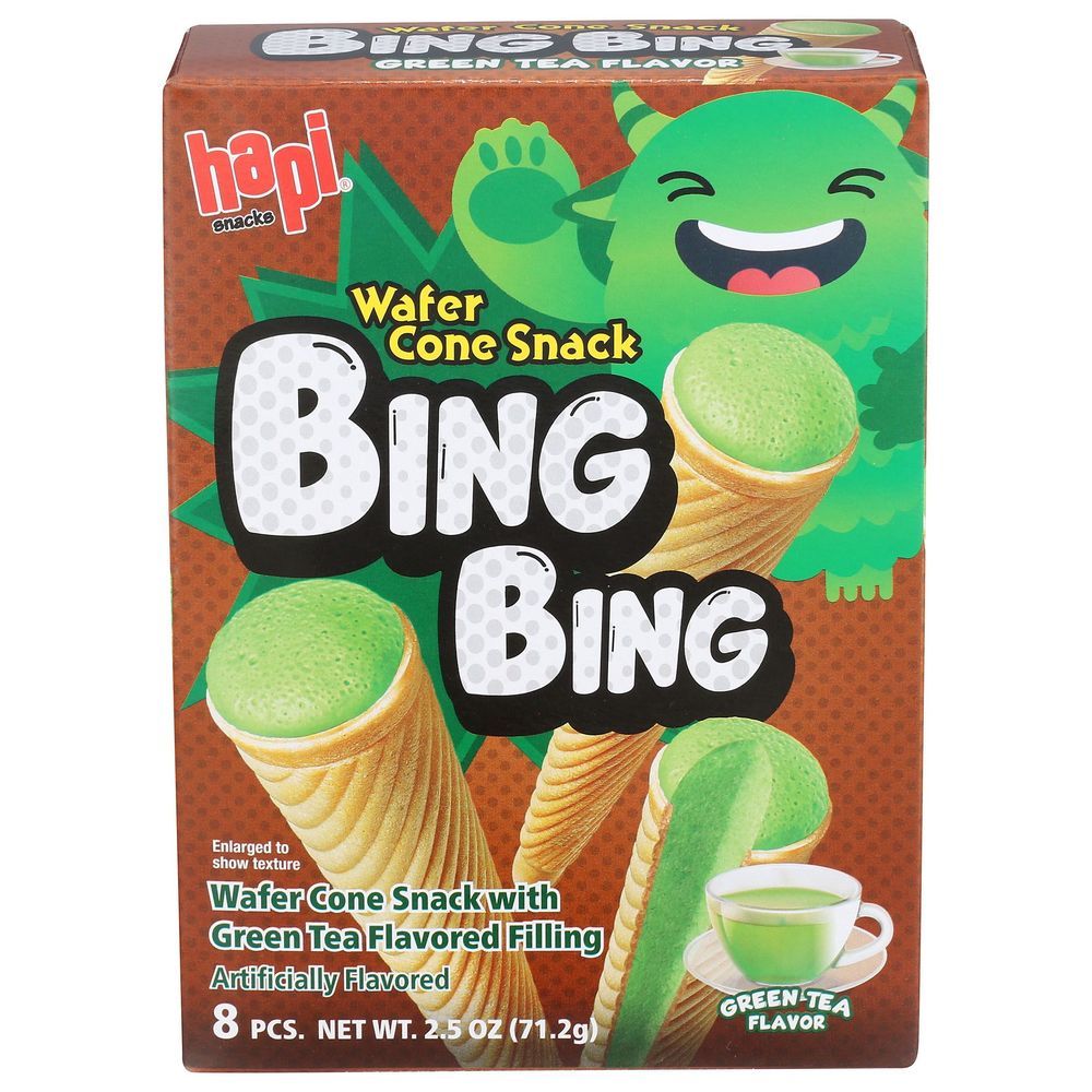 Hapi Bing Bing Green Tea Wafer Cone Snack, 2.5 Ounce -- 3 Per Case